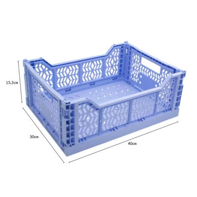 Cagette plastique recyclé pliable bleu taille M