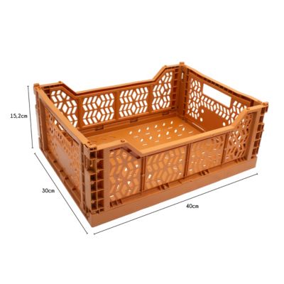Cagette plastique recyclé pliable terracotta taille M