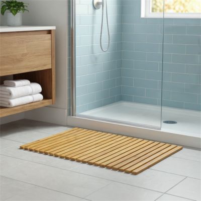 Caillebotis antidérapant rectangulaire GoodHome Calendon coloris marron en bambou L.70 x l.50 cm