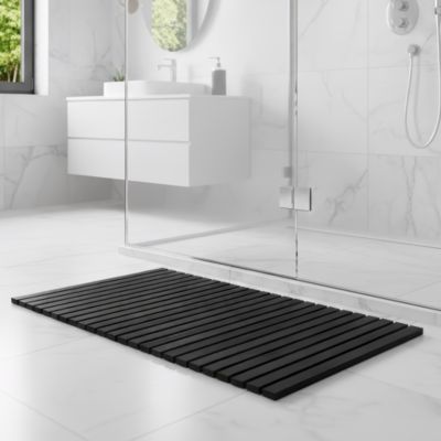 Caillebotis antidérapant rectangulaire GoodHome Calendon coloris noir en bambou L.70 x l.50 cm