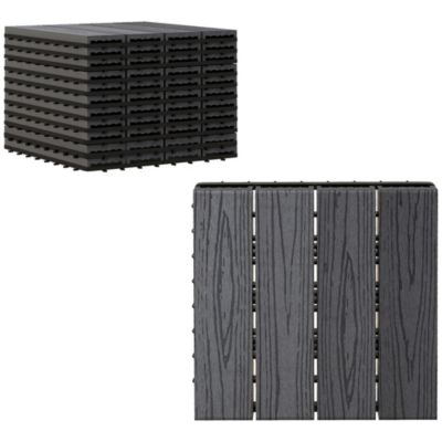 Caillebotis - dalles terrasse - lot de 11 - clipsables, installation très simple - lamelles composite aspect bois gris