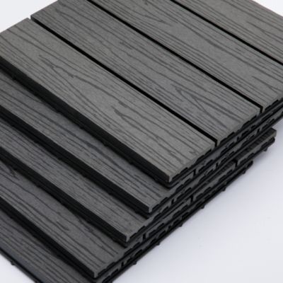 Caillebotis - dalles terrasse - lot de 11 - clipsables, installation très simple - lamelles composite aspect bois gris