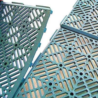 Caillebotis plastiques exterieur - lot de 5 - clipsables antiderapants 29,5 x 29,5 cm vert surface 0,42 m2