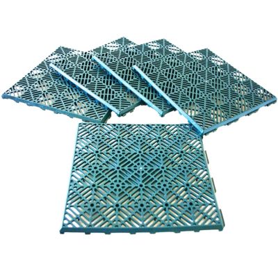 Caillebotis plastiques exterieur - lot de 5 - clipsables antiderapants 29,5 x 29,5 cm vert surface 0,42 m2