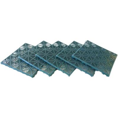 Caillebotis plastiques exterieur - lot de 5 - clipsables antiderapants 29,5 x 29,5 cm vert surface 0,42 m2