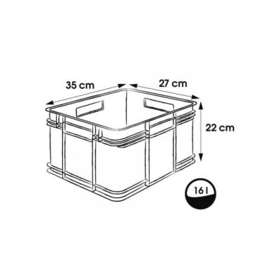 Caisse de rangement Empilable 16 litres Euro-Box M - Gris