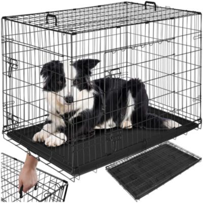 Caisse grillagée pour chien pliable avec 2 poignées de transport grille en acier robuste