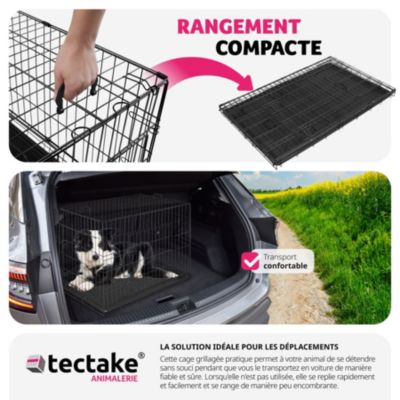 Caisse grillagée pour chien pliable avec 2 poignées de transport grille en acier robuste