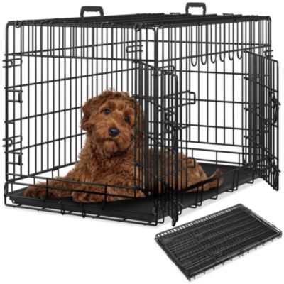 Caisse grillagée pour chien pliable avec 2 poignées de transport noir
