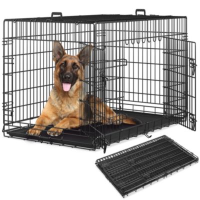 Caisse grillagée pour chien pliable avec 2 poignées de transport noir