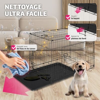 Grande Cage Pour Chien Pliable VOUNOT Noire, 122x75x81cm Avec 2 Portes
