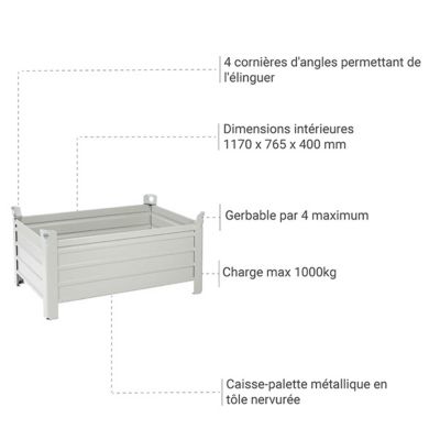 Caisse-palette métallique - Charge max 1000kg - VP7104