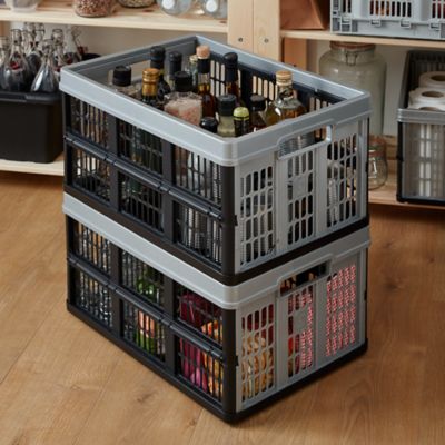 Caisse pliable en plastique Stuva gris et noir 45 L