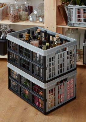 Caisse pliable en plastique Stuva gris et noir 45 L