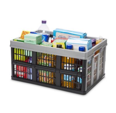 Caisse pliable en plastique Stuva gris et noir 45 L