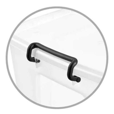 Caisse transparente avec couvercle clipsable et poignées 40 l