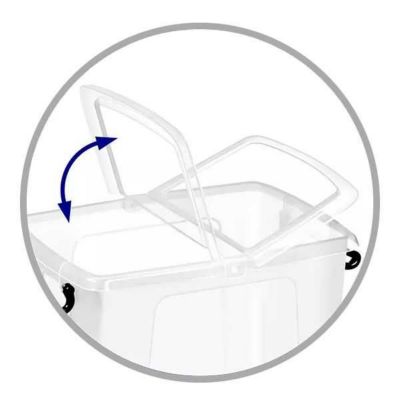 Caisse transparente avec couvercle clipsable et poignées 40 l