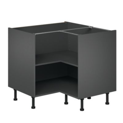 Caisson bas d'angle de cuisine Caraway GoodHome anthracite H. 72 cm x l. 93 cm