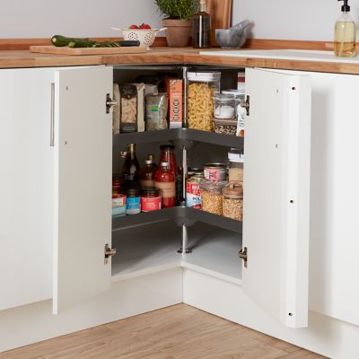 Caisson bas d'angle de cuisine GoodHome Caraway Blanc H ...