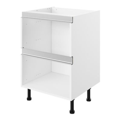 Caisson bas de cuisine à 2 casseroliers blanc L. 80 cm Caraway Innovo GoodHome