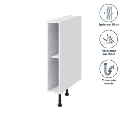 Caisson bas de cuisine blanc l.15 x H.72 x P.57 cm, GoodHome Caraway
