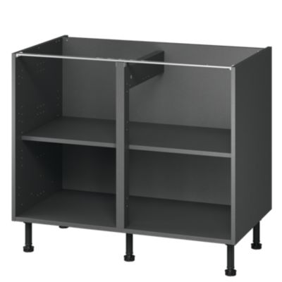 Caisson bas de cuisine Caraway GoodHome anthracite H. 72 cm x l. 100 cm