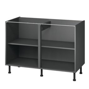 Caisson bas de cuisine Caraway GoodHome anthracite H. 72 cm x l. 120 cm