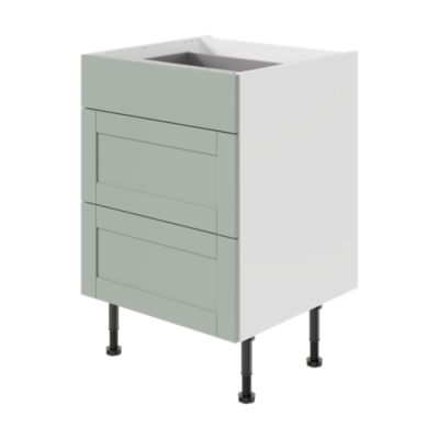 Caisson bas de cuisine Caraway GoodHome blanc H. 72 cm x L. 60 cm