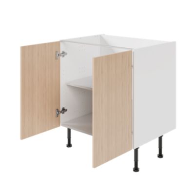 Caisson bas de cuisine Caraway GoodHome blanc H. 72 cm x L. 80 cm