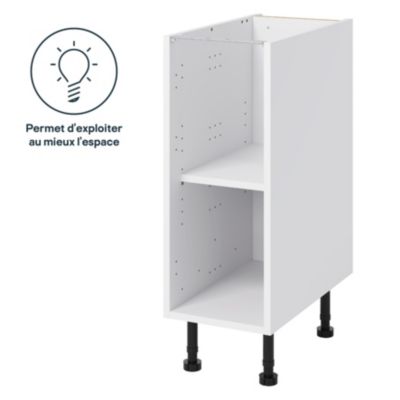 Caisson bas de cuisine GoodHome Caraway Blanc H. 72 cm x l. 30 cm