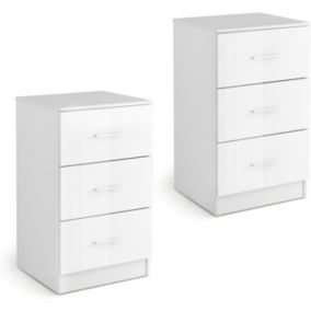 Caisson de Bureau avec 3 Tiroirs Classeur de Dossiers Durable et Multifonctionnel pour Bureau Étude Chambre Blanc 2PCS