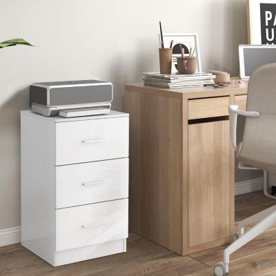 Caisson de Bureau avec 3 Tiroirs Classeur de Dossiers Durable et Multifonctionnel pour Bureau Étude Chambre Blanc 2PCS