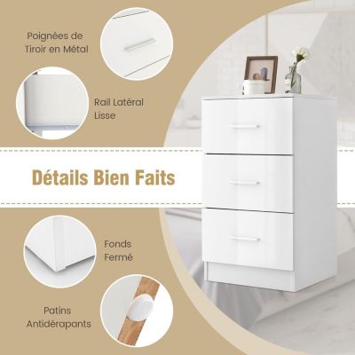 Caisson de Bureau avec 3 Tiroirs Classeur de Dossiers Durable et Multifonctionnel pour Bureau Étude Chambre Blanc 2PCS