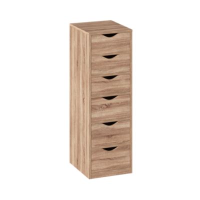 Caisson de bureau en aggloméré et acier 6 tiroirs effet bois H.100 x l.33 x P.38 cm 5Five