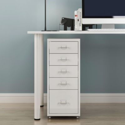 Caisson de bureau Kökar à roulettes avec 5 tiroirs 69 x 28 x 41 cm blanc en.casa
