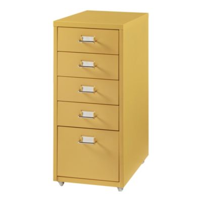 Caisson de bureau Kökar à roulettes avec 5 tiroirs 69 x 28 x 41 cm jaune en.casa