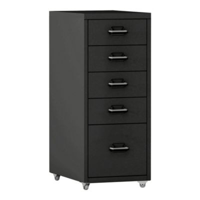 Caisson de bureau Kökar à roulettes avec 5 tiroirs 69 x 28 x 41 cm noir en.casa