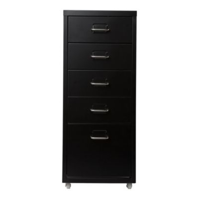 Caisson de bureau Kökar à roulettes avec 5 tiroirs 69 x 28 x 41 cm noir en.casa