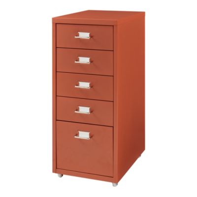 Caisson de bureau Kökar à roulettes avec 5 tiroirs 69 x 28 x 41 cm rouge brique en.casa