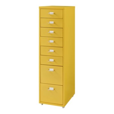 Caisson de bureau Kökar à roulettes avec 8 tiroirs 109 x 28 x 41 cm jaune en.casa