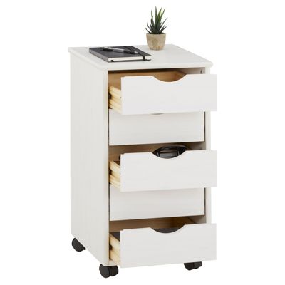 Caisson De Bureau 5 Tiroirs Avec Roulettes - Meuble Rangement Mobile Blanc, 66,5x48x39,5 Cm