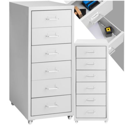 Caisson de bureau à roulettes en métal en acier gris clair