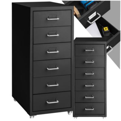 Caisson de bureau à roulettes en métal en acier noir