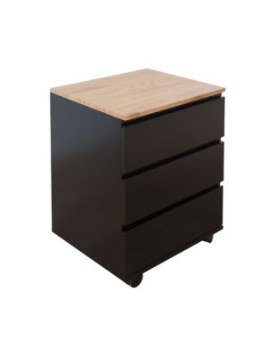 Caisson de bureau ZENTOR 3 tiroirs sur roulettes  Noir et aspect bois  46 x 63 x 40 cm