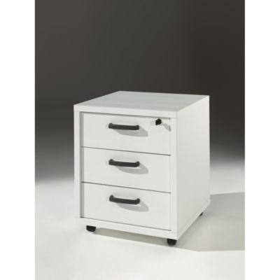 Caisson de rangement bureau 3 tiroirs coloris blanc mat . Collection SOON . Meublorama
