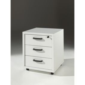 Caisson de rangement bureau 3 tiroirs coloris blanc mat . Collection SOON . Meublorama