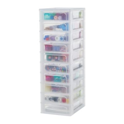 Caisson de rangement plastique A4, 10 Petits Tiroirs, Blanc, OCH-2100, Iris Ohyama