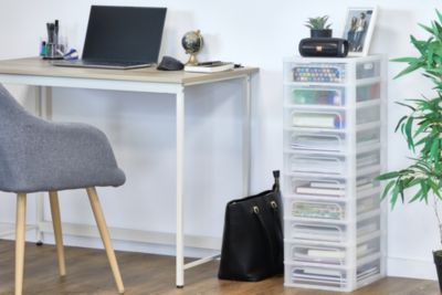 Caisson de rangement plastique A4, 10 Petits Tiroirs, Blanc, OCH-2100, Iris Ohyama