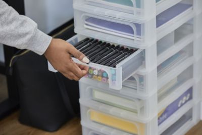Caisson de rangement plastique A4, 10 Petits Tiroirs, Blanc, OCH-2100, Iris Ohyama