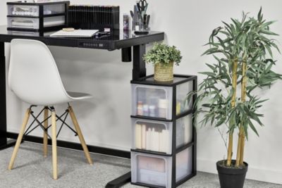Caisson de rangement plastique recyclé A4, 3 Grands Tiroirs, Noir, OCH-2300, Iris Ohyama